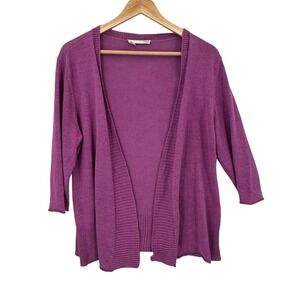 Eileen Fisher 100% Linen  Open Front Cardigan Sweater Womens L Natural Designer